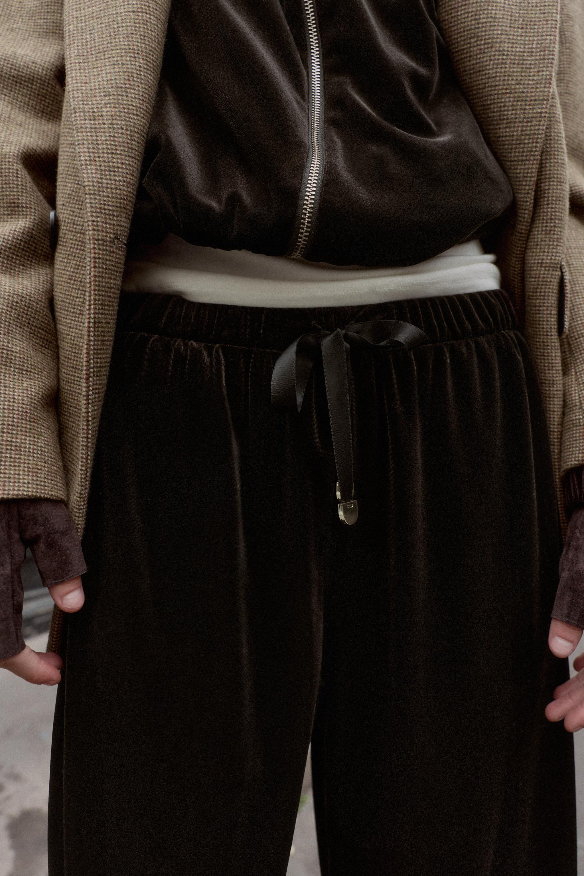 WIDE LEG VELVET PANTS